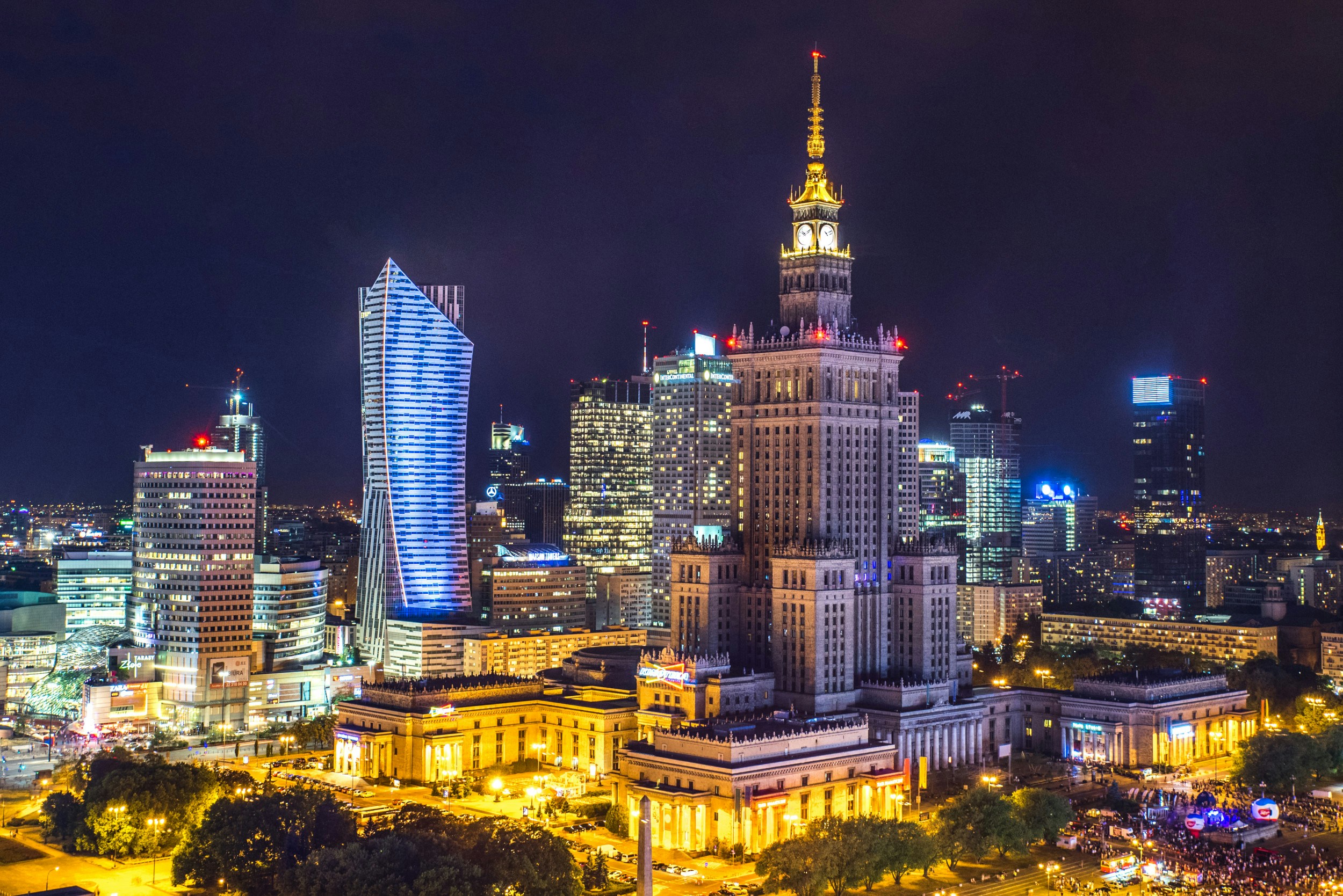 Warsaw Night Skyline